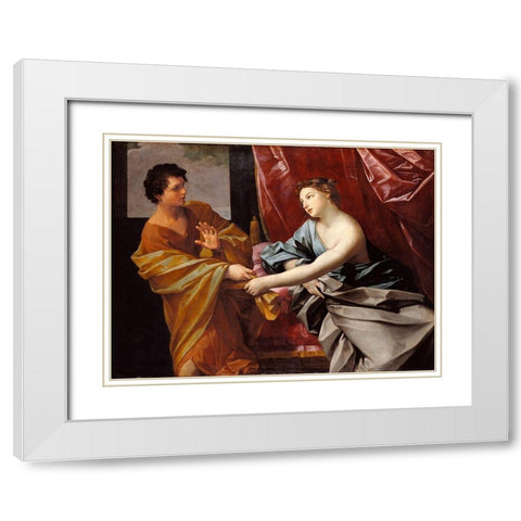 Joseph and Potiphars Wife White Modern Wood Framed Art Print with Double Matting by Reni, Guido