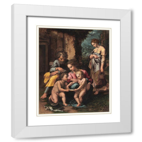 The Holy Family White Modern Wood Framed Art Print with Double Matting by Romano, Giulio