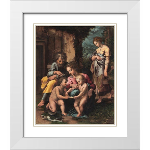 The Holy Family White Modern Wood Framed Art Print with Double Matting by Romano, Giulio