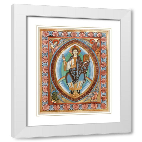 Christ in Majesty White Modern Wood Framed Art Print with Double Matting by Unknown 11th Century Illuminator