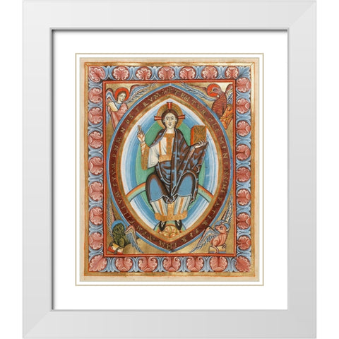 Christ in Majesty White Modern Wood Framed Art Print with Double Matting by Unknown 11th Century Illuminator