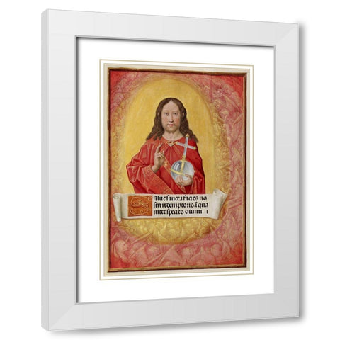 Christ in Majesty White Modern Wood Framed Art Print with Double Matting by Unknown 16th Century Flemish Illuminator