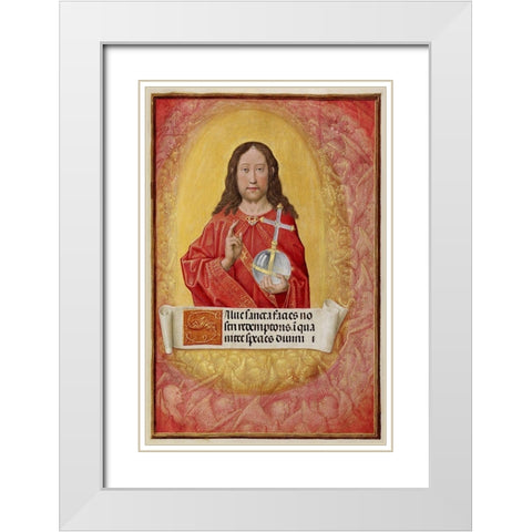 Christ in Majesty White Modern Wood Framed Art Print with Double Matting by Unknown 16th Century Flemish Illuminator