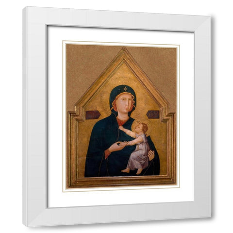 Madonna and Child White Modern Wood Framed Art Print with Double Matting by Unknown 13th Century Italian Illuminator
