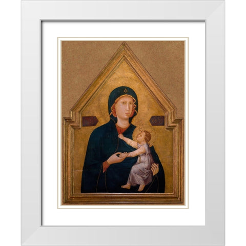 Madonna and Child White Modern Wood Framed Art Print with Double Matting by Unknown 13th Century Italian Illuminator