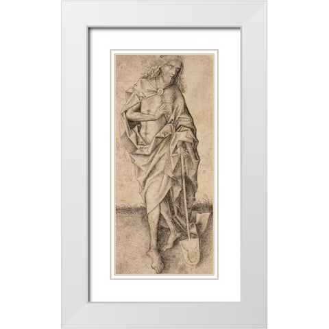 Christ as the Gardener White Modern Wood Framed Art Print with Double Matting by Unknown 15th Century German Illuminator