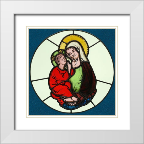 The Virgin and Child White Modern Wood Framed Art Print with Double Matting by Unknown 14th Century Austrian Illuminator