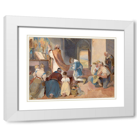 Fridolin Assists with the Holy Mass White Modern Wood Framed Art Print with Double Matting by Fendi, Peter