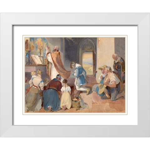 Fridolin Assists with the Holy Mass White Modern Wood Framed Art Print with Double Matting by Fendi, Peter