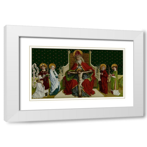 The Trinity with the Virgin, Saints John the Evangelist, Stephen and Lawrence and a Donor White Modern Wood Framed Art Print with Double Matting by von Andlau, Peter Hemme