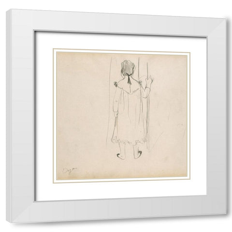 Brothel Scene White Modern Wood Framed Art Print with Double Matting by Degas, Edgar