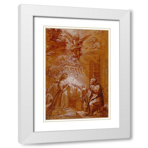 The Nativity White Modern Wood Framed Art Print with Double Matting by Vanni, Francesco