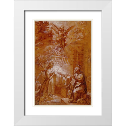 The Nativity White Modern Wood Framed Art Print with Double Matting by Vanni, Francesco