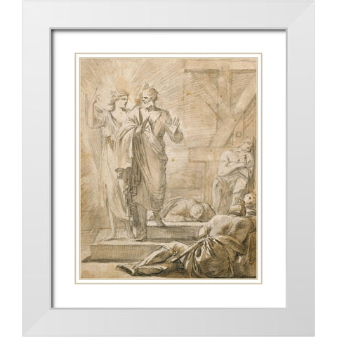 The Liberation of Saint Peter White Modern Wood Framed Art Print with Double Matting by de La Hyre, Laurent