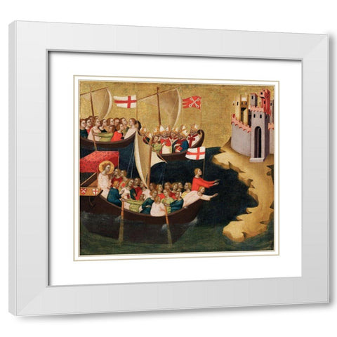 Arrival of Saint Ursula at Cologne White Modern Wood Framed Art Print with Double Matting by Daddi, Bernardo