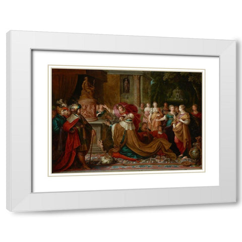 The Idolatry of Solomon White Modern Wood Framed Art Print with Double Matting by Francken, Frans