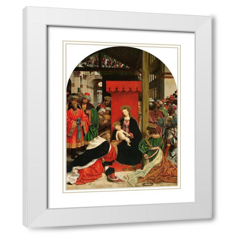Adoration of the Magi White Modern Wood Framed Art Print with Double Matting by Ferrari, Defendente