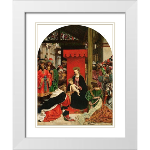 Adoration of the Magi White Modern Wood Framed Art Print with Double Matting by Ferrari, Defendente