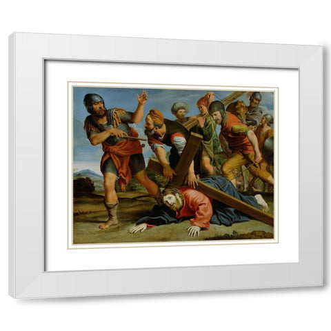 The Way to Calvary White Modern Wood Framed Art Print with Double Matting by Domenichino