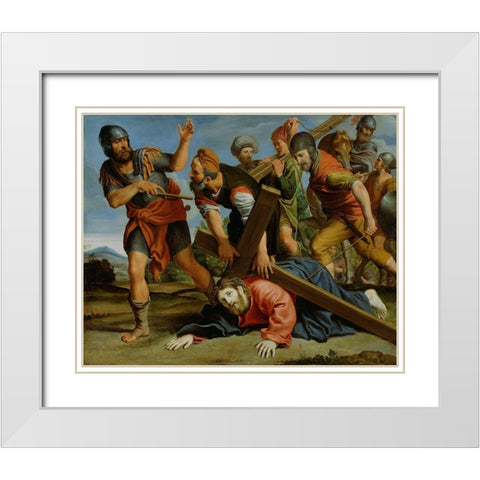 The Way to Calvary White Modern Wood Framed Art Print with Double Matting by Domenichino
