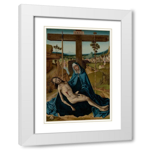 Pieta White Modern Wood Framed Art Print with Double Matting by Gallego, Fernando