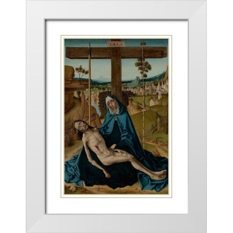 Pieta White Modern Wood Framed Art Print with Double Matting by Gallego, Fernando