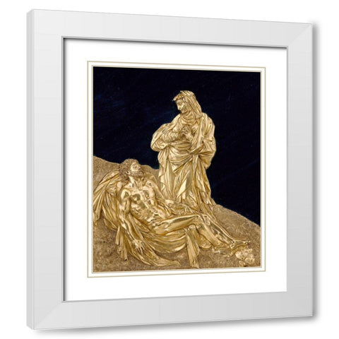Virgin Mourning the Dead Christ White Modern Wood Framed Art Print with Double Matting by Targone, Cesare