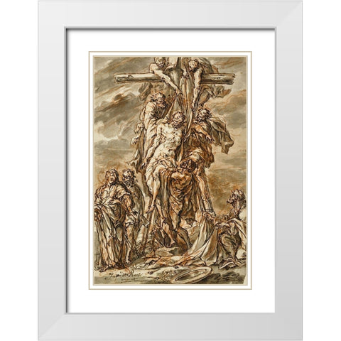 Descent from the Cross White Modern Wood Framed Art Print with Double Matting by Roos, Phillip