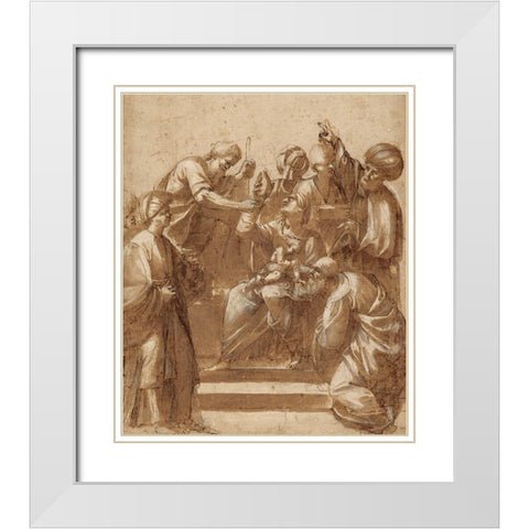 Adoration of the Magi White Modern Wood Framed Art Print with Double Matting by Ribera, Jusepe de