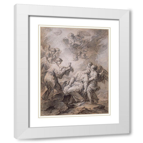 The Agony in the Garden White Modern Wood Framed Art Print with Double Matting by Vanloo, Carle