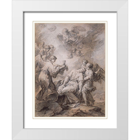 The Agony in the Garden White Modern Wood Framed Art Print with Double Matting by Vanloo, Carle
