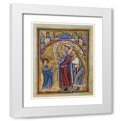 Christ Among the Doctors White Modern Wood Framed Art Print with Double Matting by Unknown 12th Century English Illuminator