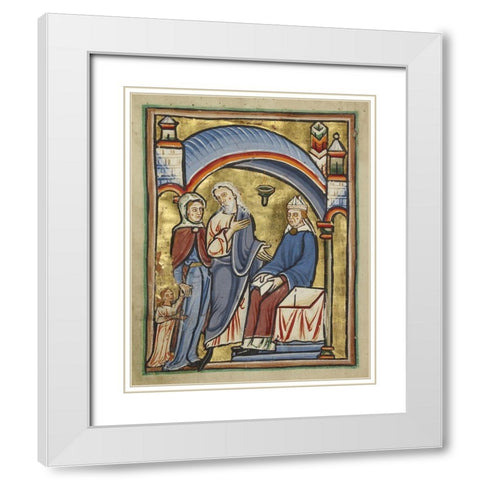 The Presentation of the Virgin in the Temple White Modern Wood Framed Art Print with Double Matting by Unknown 12th Century English Illuminator