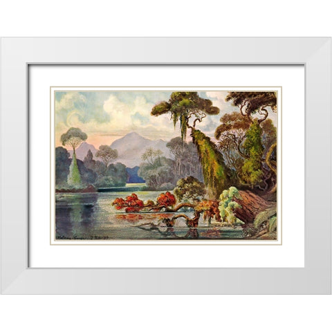 Urwald am Blauen FluÃŸ Kelany-Ganga, Ceylon White Modern Wood Framed Art Print with Double Matting by Haeckel, Ernst