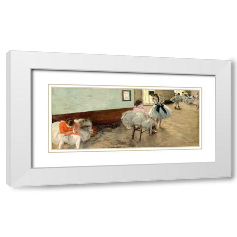 The Dance Lesson, c. 1879 White Modern Wood Framed Art Print with Double Matting by Degas, Edgar