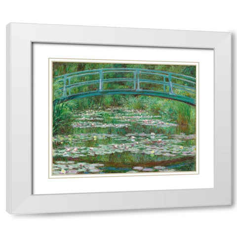 The Japanese Footbridge, 1899 White Modern Wood Framed Art Print with Double Matting by Monet, Claude