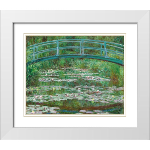 The Japanese Footbridge, 1899 White Modern Wood Framed Art Print with Double Matting by Monet, Claude