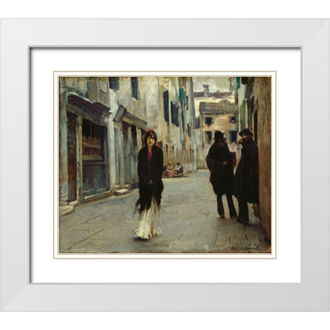 Street in Venice, 1882 White Modern Wood Framed Art Print with Double Matting by Sargent, John Singer