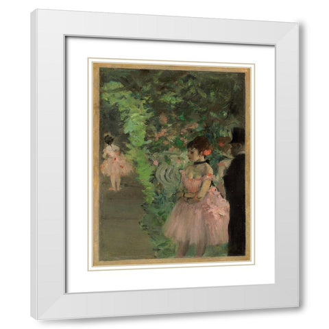 Dancers Backstage, 1876/1883 White Modern Wood Framed Art Print with Double Matting by Degas, Edgar