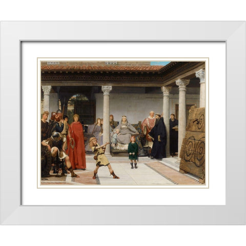 The Education of the Children of Clovis, 1861 White Modern Wood Framed Art Print with Double Matting by Alma-Tadema, Sir Lawrence