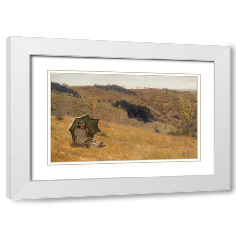 Sunny Days, 1874 White Modern Wood Framed Art Print with Double Matting by Alma-Tadema, Sir Lawrence