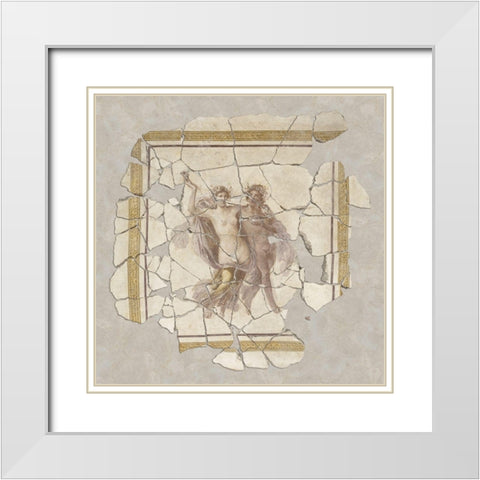 Fresco Fragment White Modern Wood Framed Art Print with Double Matting by Unknown 1st Century Roman Artisan