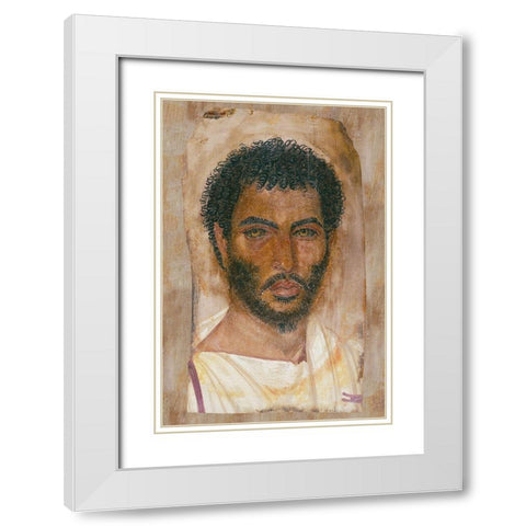 Mummy Portrait of a Bearded Man White Modern Wood Framed Art Print with Double Matting by Unknown 2nd Century Romano-Egyptian Artisan