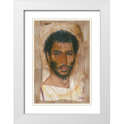 Mummy Portrait of a Bearded Man White Modern Wood Framed Art Print with Double Matting by Unknown 2nd Century Romano-Egyptian Artisan