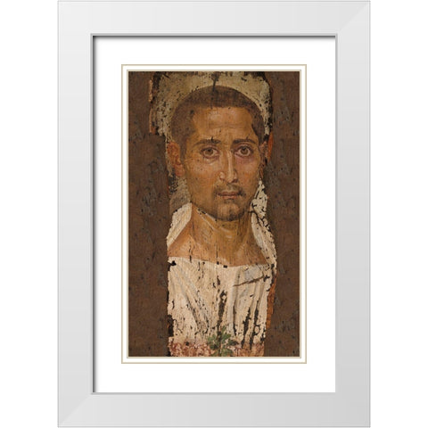 Mummy Portrait of a Bearded Man White Modern Wood Framed Art Print with Double Matting by Unknown 3rd Century Romano-Egyptian Artisan
