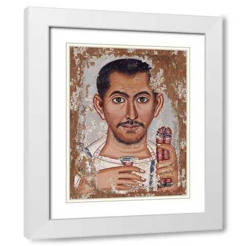 Mummy Portrait of a Bearded Man White Modern Wood Framed Art Print with Double Matting by The Brooklyn Painter