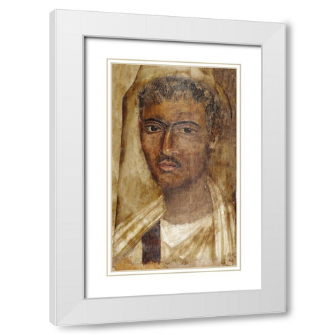 Mummy Portrait of a Man White Modern Wood Framed Art Print with Double Matting by Unknown 2nd Century Romano-Egyptian Artisan
