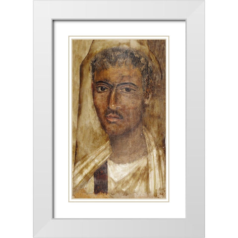 Mummy Portrait of a Man White Modern Wood Framed Art Print with Double Matting by Unknown 2nd Century Romano-Egyptian Artisan