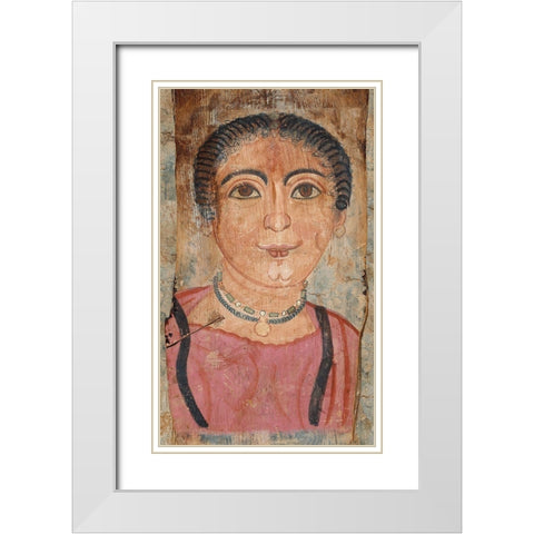Mummy Portrait of a Woman White Modern Wood Framed Art Print with Double Matting by Unknown 2nd Century Romano-Egyptian Artisan