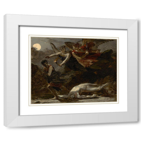 Justice and Divine Vengeance Pursuing Crime White Modern Wood Framed Art Print with Double Matting by Prudhon, Pierre-Paul
